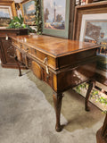 Console Table, English Georgian Styled Burled Walnut Cabinet, Early 1900s!! - Old Europe Antique Home Furnishings