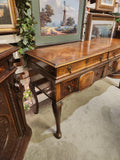 Console Table, English Georgian Styled Burled Walnut Cabinet, Early 1900s!! - Old Europe Antique Home Furnishings