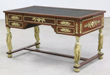 Antique Bureau, French Empire, Bronze MTD, Leather Slides, Mahogany, 1800's! - Old Europe Antique Home Furnishings
