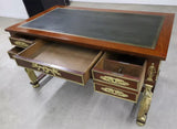 Antique Bureau, French Empire, Bronze MTD, Leather Slides, Mahogany, 1800's! - Old Europe Antique Home Furnishings