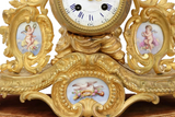 Antique Clock, Mantle Shelf,French Cupid Psyche Gilt Metal, Glass Cloche, 1800's - Old Europe Antique Home Furnishings