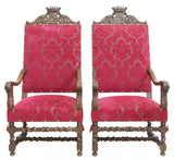 Antique Fauteuils, Chairs, Pair, French Henri II Style, Carved Oak, Early 1900s! - Old Europe Antique Home Furnishings