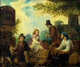 Antique Oil Painting, "Outdoor Scene", with Figures,  W. Bromley (UK) , 1800s!! - Old Europe Antique Home Furnishings