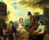 Antique Oil Painting, "Outdoor Scene", with Figures,  W. Bromley (UK) , 1800s!! - Old Europe Antique Home Furnishings