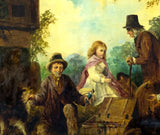 Antique Oil Painting, "Outdoor Scene", with Figures,  W. Bromley (UK) , 1800s!! - Old Europe Antique Home Furnishings