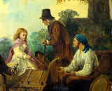 Antique Oil Painting, "Outdoor Scene", with Figures,  W. Bromley (UK) , 1800s!! - Old Europe Antique Home Furnishings