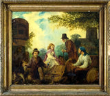 Antique Oil Painting, "Outdoor Scene", with Figures,  W. Bromley (UK) , 1800s!! - Old Europe Antique Home Furnishings