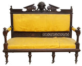Antique Parlor Set, Five Pc. Victorian, Figural, Carved & Upholstered, 1800s!! - Old Europe Antique Home Furnishings