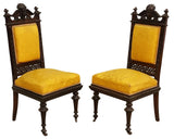 Antique Parlor Set, Five Pc. Victorian, Figural, Carved & Upholstered, 1800s!! - Old Europe Antique Home Furnishings