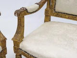 Antique Parlor Set, French, Set of 3 , Chairs and Settee, Gilt, Off White, 1800s!! - Old Europe Antique Home Furnishings