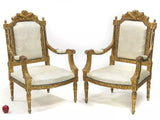 Antique Parlor Set, French, Set of 3 , Chairs and Settee, Gilt, Off White, 1800s!! - Old Europe Antique Home Furnishings