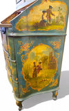 Antique Secretary Desk, Painted, Venetian, Sculptured Center and Crown, 1800's!! - Old Europe Antique Home Furnishings