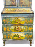 Antique Secretary Desk, Painted, Venetian, Sculptured Center and Crown, 1800's!! - Old Europe Antique Home Furnishings