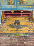 Antique Secretary Desk, Painted, Venetian, Sculptured Center and Crown, 1800's!! - Old Europe Antique Home Furnishings
