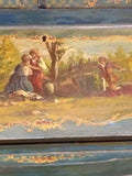 Antique Secretary Desk, Painted, Venetian, Sculptured Center and Crown, 1800's!! - Old Europe Antique Home Furnishings