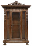 Antique Vitrine Bookcase, Italian Renaiss. Revival, Carved, Walnut, Early 1900s! - Old Europe Antique Home Furnishings