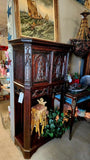 Antique Credence Cupboard, Cabinet, Gothic Revival,  French, Carved Oak, 1800s!! - Old Europe Antique Home Furnishings