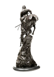 Bronze Statue "Mountain Man" After Remington, on Black Marble Base! - Old Europe Antique Home Furnishings