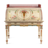 Bureau, Writing Desk, Continental, Polychrome-Painted, Cylinder, Circa 1900!! - Old Europe Antique Home Furnishings