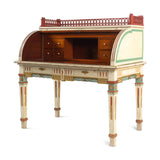 Bureau, Writing Desk, Continental, Polychrome-Painted, Cylinder, Circa 1900!! - Old Europe Antique Home Furnishings