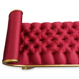 Sofa Lounge, Fainting Gilt Carved, Mid Century, Tufted, Red Silk, C. 1950s!! - Old Europe Antique Home Furnishings