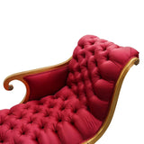 Sofa Lounge, Fainting Gilt Carved, Mid Century, Tufted, Red Silk, C. 1950s!! - Old Europe Antique Home Furnishings