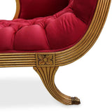 Sofa Lounge, Fainting Gilt Carved, Mid Century, Tufted, Red Silk, C. 1950s!! - Old Europe Antique Home Furnishings