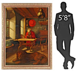 Antique Oil Painting, After Albrecht Durer, St. Jerome In His Study, 67", 1700's - Old Europe Antique Home Furnishings