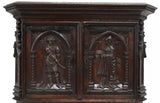 Antique Credence Cupboard, Cabinet, Gothic Revival,  French, Carved Oak, 1800s!! - Old Europe Antique Home Furnishings