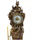 Clock, Vintage, European, Hand Carved, Walnut Grandfather Clock, 20th C.! - Old Europe Antique Home Furnishings