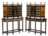 Vargueno Cabinets, Spanish Renaissance Style, On Stands, Set of Two, Inlaid!! - Old Europe Antique Home Furnishings