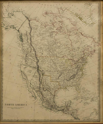 Antique Map, North America & Russian Alaska, 1843, 1800s 19th Century!! - Old Europe Antique Home Furnishings