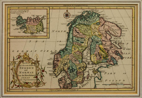 Antique Map, Sweden and Norway, 18th C. ( 1700s ) 1765, Collector's Item, Rare! - Old Europe Antique Home Furnishings