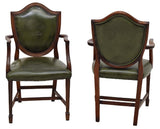 CHARMING PAIR OF  ENGLISH SHERATON STYLE LEATHER ARMCHAIRS, early 1900s!!! - Old Europe Antique Home Furnishings