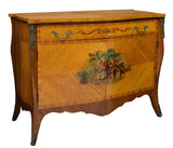 PAIR OF LOUIS XV STYLE WALNUT FIGURAL PAINTED COMMODES, antique - Old Europe Antique Home Furnishings