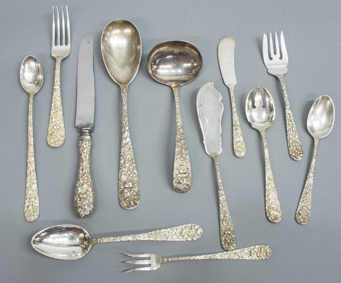 Repousse Sterling Stieff Rose Flatware Sterling Silverware Stieff