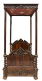 Antique Bed, Tester, Well-Carved Renaissance Revival, Four Poster, Canopy 1800's - Old Europe Antique Home Furnishings