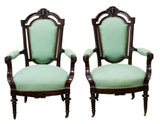 Antique Armchairs, Parlor, Victorian, Pair, two (2) John Jelliff Style Chairs! - Old Europe Antique Home Furnishings