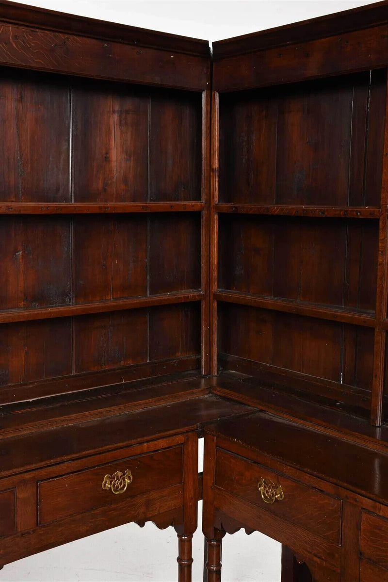 Antique Corner Dresser and Rack, Welsh, Oak, Shelves, Drawers, 18th C.– Old  Europe Antique Home Furnishings
