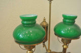 Antique Lamp, Brass Double Arm, Student, Oil-Now Electric, 1800s, Gorgeous ! - Old Europe Antique Home Furnishings