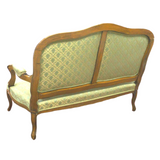 Antique Sofa, Louis XV Style Upholstered, Walnut Settee,Light Green, 1800s! - Old Europe Antique Home Furnishings