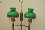 Antique Lamp, Brass Double Arm, Student, Oil-Now Electric, 1800s, Gorgeous ! - Old Europe Antique Home Furnishings