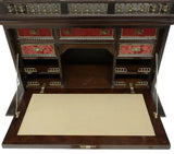 Antique Vargueno / Bargueno, Spanish Baroque Style On Stand, Gilt Metal, 1800s! - Old Europe Antique Home Furnishings