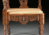 Antique Armchairs, Corner, Pair, English Renaissance Revival Walnut, 1860-1900!! - Old Europe Antique Home Furnishings