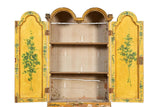 Antique Secretary /Bookcase Italian Yellow Foliate, Polychrome, Painted, Figural!! - Old Europe Antique Home Furnishings