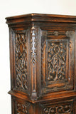Antique Cabinet, French Gothic, Revival Carved Oak Reliquary with Bishop, 1800s - Old Europe Antique Home Furnishings