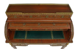 Antique Desk, French Louis XVI Style Mahogany Bureau A Cylindre, Parquetry, 1800s!! - Old Europe Antique Home Furnishings