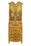 Antique Secretary /Bookcase Italian Yellow Foliate, Polychrome, Painted, Figural!! - Old Europe Antique Home Furnishings