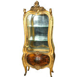 Antique Display Vitrine, Voluptuous Vernis Martin With Carved Ladies, 1900's!! - Old Europe Antique Home Furnishings