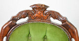 Armchairs, Green, French Style Carved Wood, Set of Two, Charming! - Old Europe Antique Home Furnishings